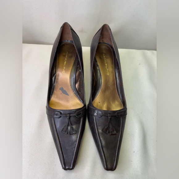 Bandolino Brown Leather Women's Shoes with Kitten Heel Pump Size 9.5 - Picture 4 of 16